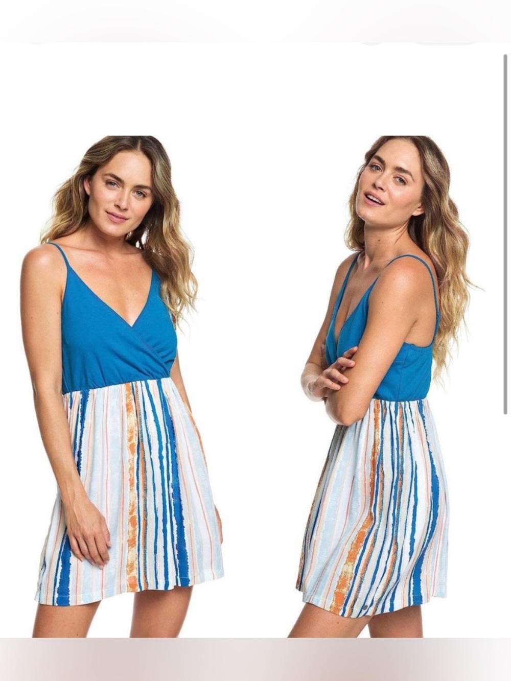 Roxy Blue Striped Mini Dress